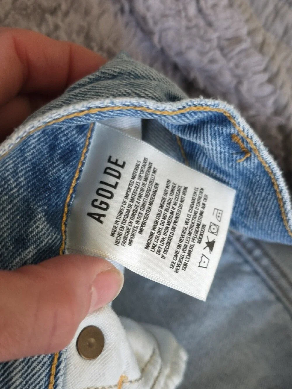 Agolde Light Wash Distressed Denim Cutoff Shorts